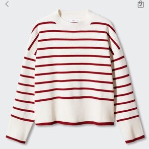 Mango Red and White Knit sweater